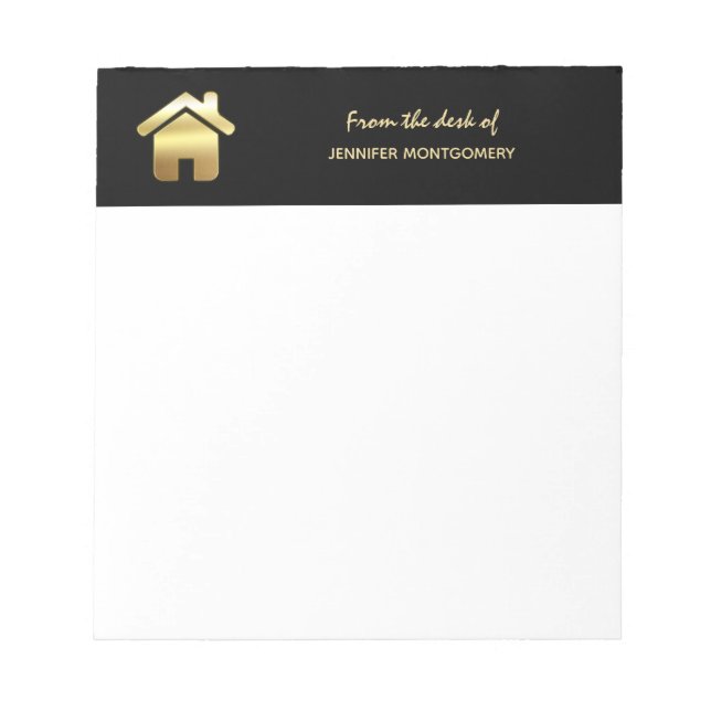 Bloc-note Elegant Gold House Symbole Real Estate Design (Devant)
