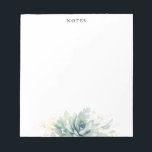 Bloc-note Elegant Gold Leaves Succulents Greenery<br><div class="desc">Watercolor succulents and gold greenery leaves elegant notepads</div>