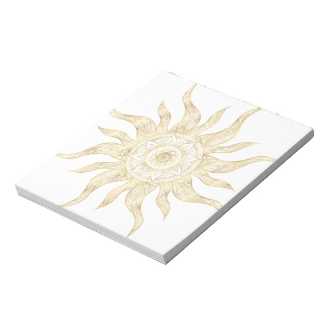 Bloc-note Elégant Gold Sun Mandala Design (Tourné)