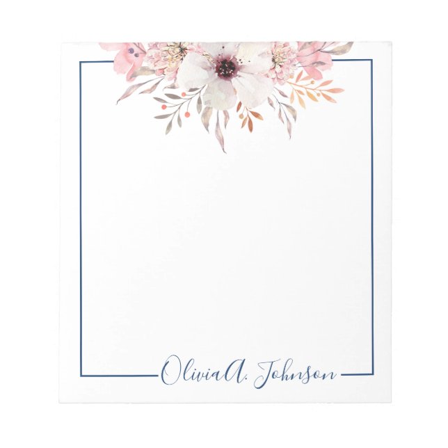 Bloc-note Elegant Hand Lettered Script Floral Notepad (Devant)