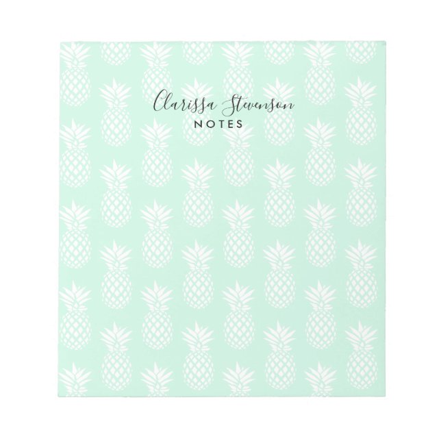 Bloc-note Élégant joli joli menthe vert ananas motif (Devant)