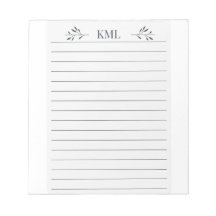Elegant Leaf Monogram Personalized Lined