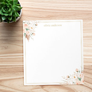 Bloc-note Élégant minimaliste Boho Floral Frontière Monogram