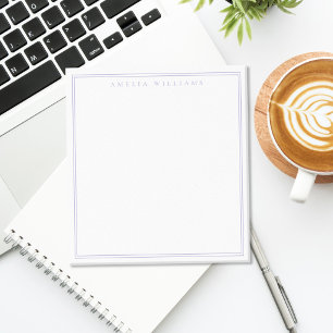 Bloc-note Élégant Minimaliste Monogramme Lavande Deux Bordur