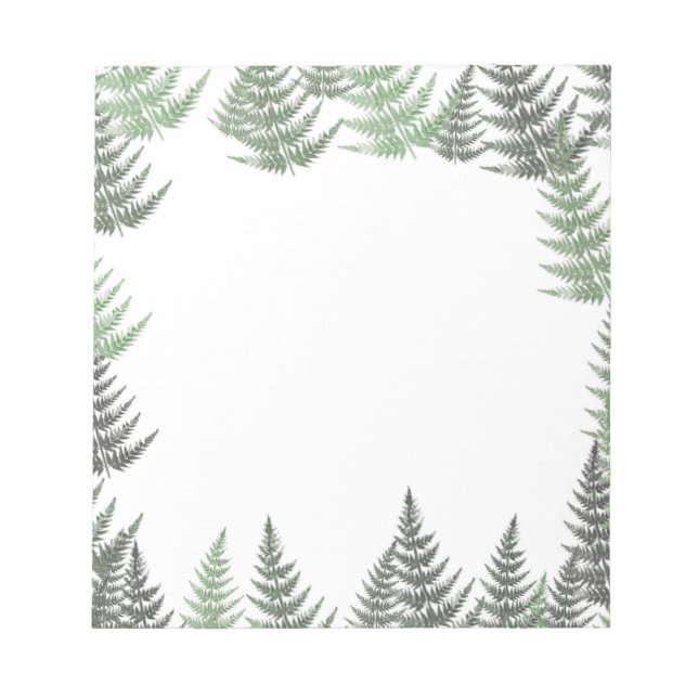 Bloc-note Élégant modèle floral de fougères vertes (Devant)