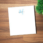 Bloc-note Élégant Moderne Ciel Blanc Bleu Monogramme Script<br><div class="desc">Élégant Bloc-notes moderne Sky Blanc bleu Script Monogramme. Un élégant monogramme de script bleu ciel combiné à une police de caractères noir propre san-serif donne un look contemporain.</div>