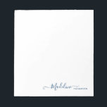 Bloc-note Élégant moderne Script de fille bleu marine<br><div class="desc">Style moderne Script de fille Marine Bloc-notes bleu marine</div>