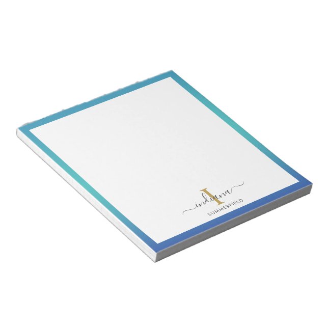 Bloc-note Élégant Monogramme Initiales Script Personnalisé (Incliné)