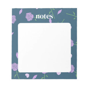 Bloc-note Élégant Motif Rose de marine et violet