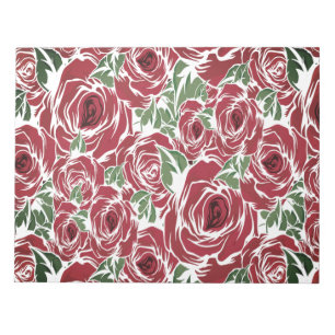 Bloc-note Elégant Motif Rose Vintage - Rouge & Vert Floral