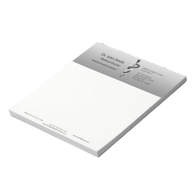 Bloc-note Elégant Noir Blanc Noble Classy Médicale Asclepius (Tourné)