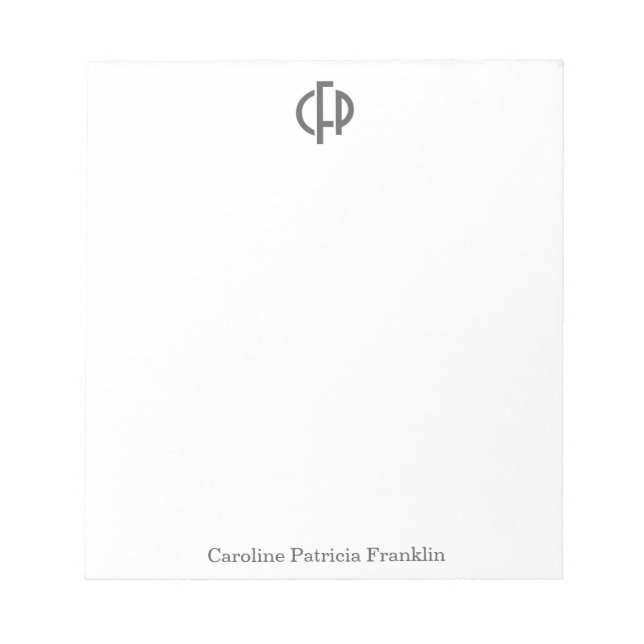 Bloc-note Élégant Noir Géométrique Noir Initiales (Devant)