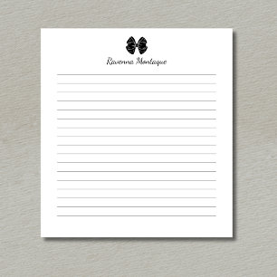Bloc-note Elégant Nom Personnalisé Manuscrit Ruban Noir Lign