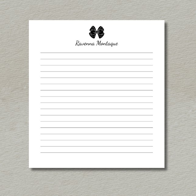 Bloc-note Elégant Nom Personnalisé Manuscrit Ruban Noir Lign (Créateur téléchargé)