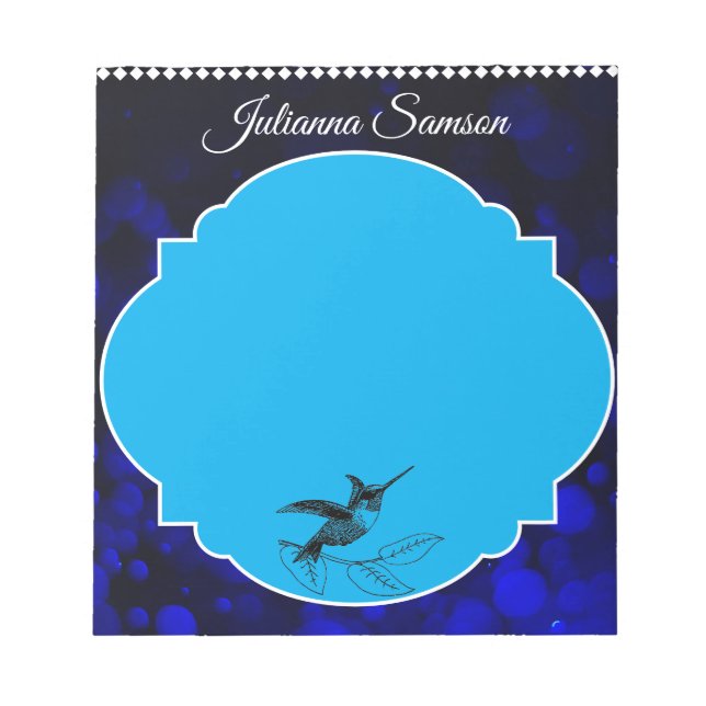 Bloc-note Élégant Oiseau Mignon Bleu Marine Simple Minimalis (Devant)