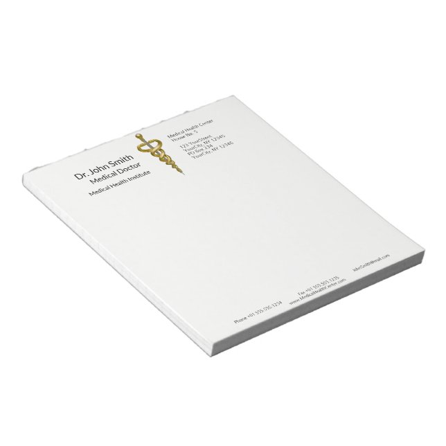 Bloc-note Élégant Or Argent Noble Classe Médical Asclepius (Incliné)