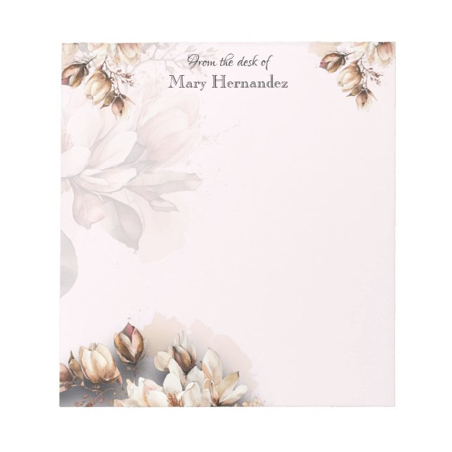 Bloc-note Elegant Pale Pink Floral Custom  (Devant)