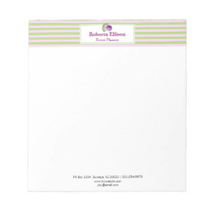 Bloc-note Élégant Pastel Floral Stripes Personnalisé