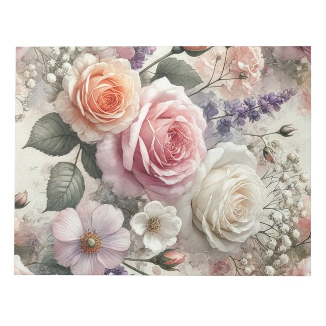Bloc-note Elegant Pink and White Roses Notepad (Devant)