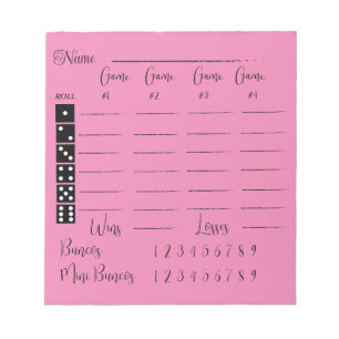 Bloc-note Élégant Pink bunco score pad