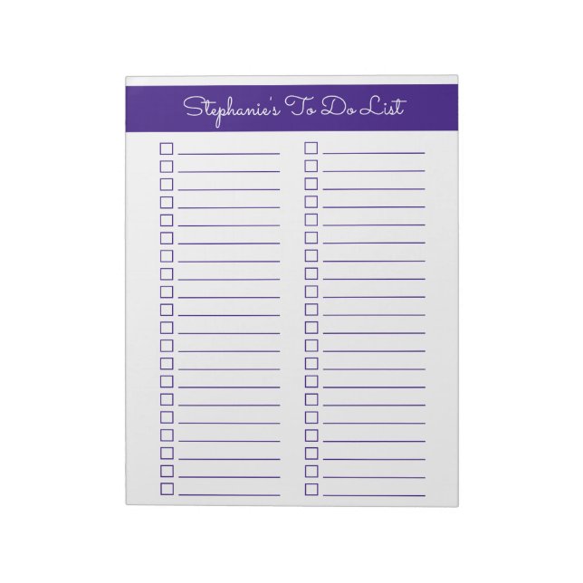 Bloc-note Elegant Purple 8.5x11 Two Column Checklist (Tourné)