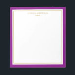 Bloc-note Elégant Purple Gold Personnalisé<br><div class="desc">Ce bloc-notes est doté d'une bordure violette épaisse et minimaliste et d'une fine bordure dorée. Personnalisez-le avec votre nom ou nom de société.</div>