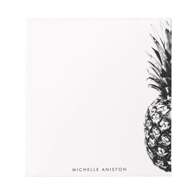 Bloc-note Élégant rose blanc ananas personnalisé (Devant)