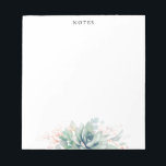 Bloc-note Elegant Rose Gold Leaves Succulents Greenery<br><div class="desc">Watercolor succulents and pink gold greenery leaves elegant notepads</div>
