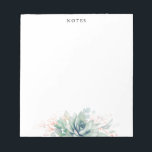 Bloc-note Elegant Rose Gold Leaves Succulents Greenery<br><div class="desc">Watercolor succulents and pink gold greenery leaves elegant notepads</div>