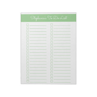 Bloc-note Elegant Sage Green 8.5x11 Two Column Checklist