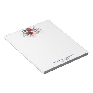 Bloc-note Élégant Script Floral Fleur Grandma Personnalisé