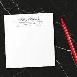 Bloc-note Elegant Script Gray 2 Initial Monogram Name Title<br><div class="desc">Write down notes,  reminders,  ideas,  and to do's on this elegant notepad personalized with your initials in gray under your name in an ornate,  classic script and title in a classic black font. A simple yet tasteful divider between them.</div>
