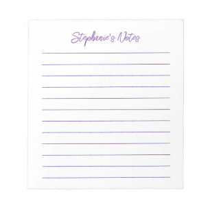 Bloc-note Élégant Script Moderne Violet Personnalisé