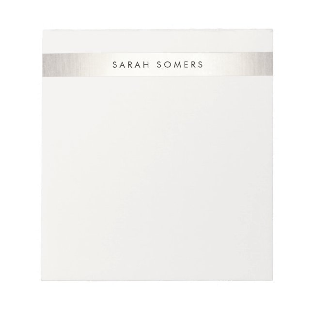 Bloc-note Élégant simple moderne FAUX Silver Striped (Devant)