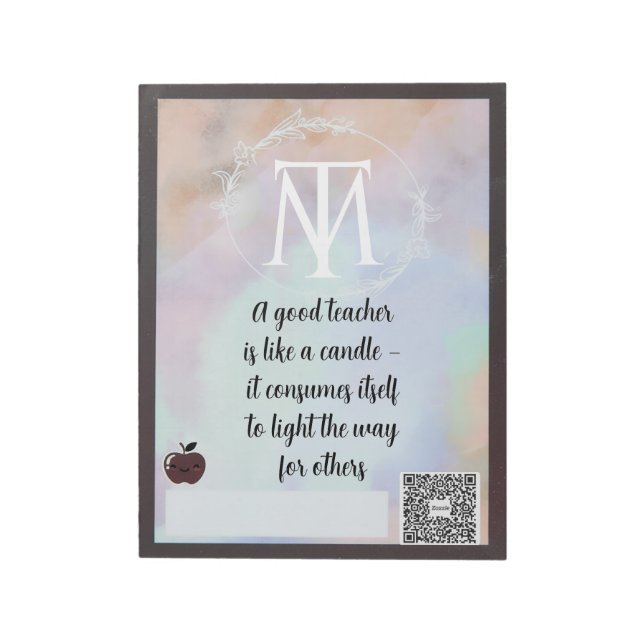 Bloc-note Elegant Teacher Quote Notepad with QR Code (Tourné)