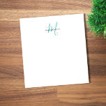 Bloc-note Élégant Turquoise de script blanc moderne Monogram<br><div class="desc">Élégant Bloc-notes Turquoise de script blanc moderne. Un élégant monogramme de script turquoise combiné à une police san-serif noire propre donne un look contemporain.</div>