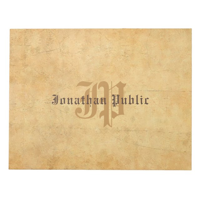 Bloc-note Élégant Vintage Calligraphé Modèle Monogramme (Devant)