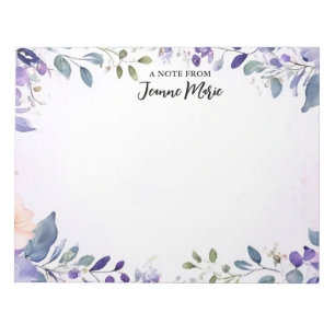 Bloc-note Élégant violet Feuilles verts Fleur Personnalisé
