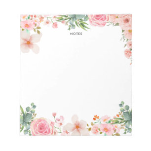 Bloc-note Elégante aquarelle colorée Printemps fleurit Flora