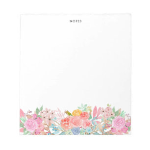 Bloc-note Elégante aquarelle colorée Printemps fleurit Flora