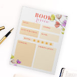 Bloc-note Elégante aquarelle et fleurs d'encre livre critiqu<br><div class="desc">Voici notre bloc-notes personnalisable, le compagnon parfait pour tous les amateurs de livres. Ce bloc-notes est conçu pour capturer vos pensées et vos réflexions pendant que vous parcourez chaque livre. Le bloc-notes comporte des sections pour le titre, l'auteur, la date de lecture, le genre, la notation, le résumé et le...</div>