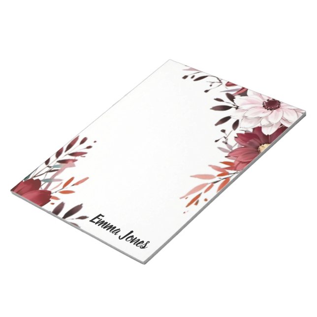 Bloc-note Elégante aquarelle florale personnalisée stationna (Incliné)