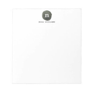 Bloc-note Elégante Aquarelle gris chic Cercle Monogramme noi