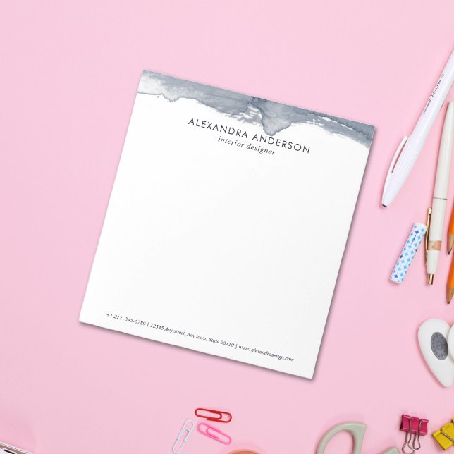 Bloc-note Elégante Aquarelle Gris Profond Professionnel Mini (Elegant Deep Gray Watercolor Professional Minimal Notepad)