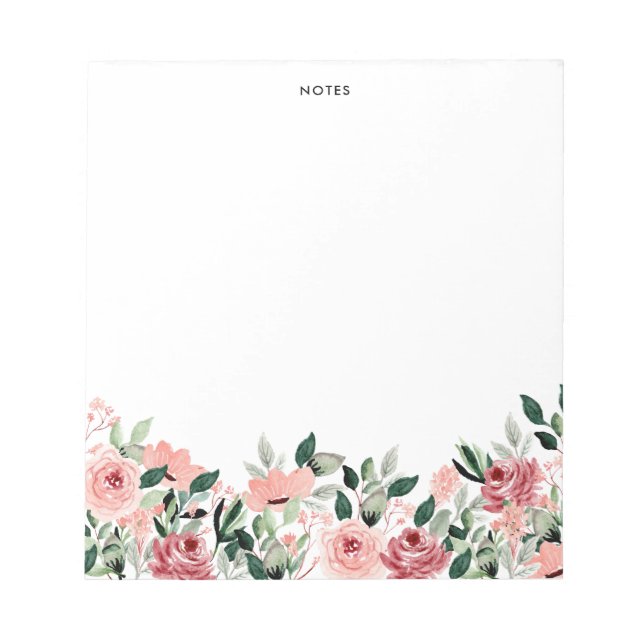 Bloc-note Elégante aquarelle Printemps fleurit Monogramme fl (Devant)