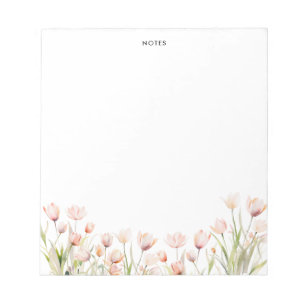 Bloc-note Elégante aquarelle rose Tulipe fleurit Floral