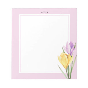 Bloc-note Elégante aquarelle violet jaune Crocus floral