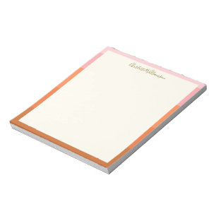 Bloc-note Elégante Bordure moderne rose orange personnalisée