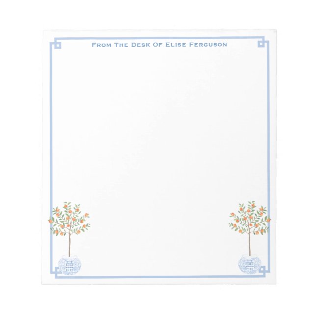 Bloc-note Elégante Chinoiserie de la Dame Orange Tree Desk (Devant)