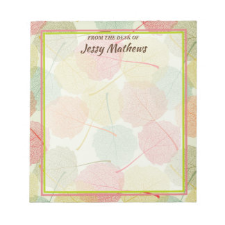 BLOC-NOTE ELÉGANTE COULEUR D'EAU VERTE FEUILLES DE NATURE BO